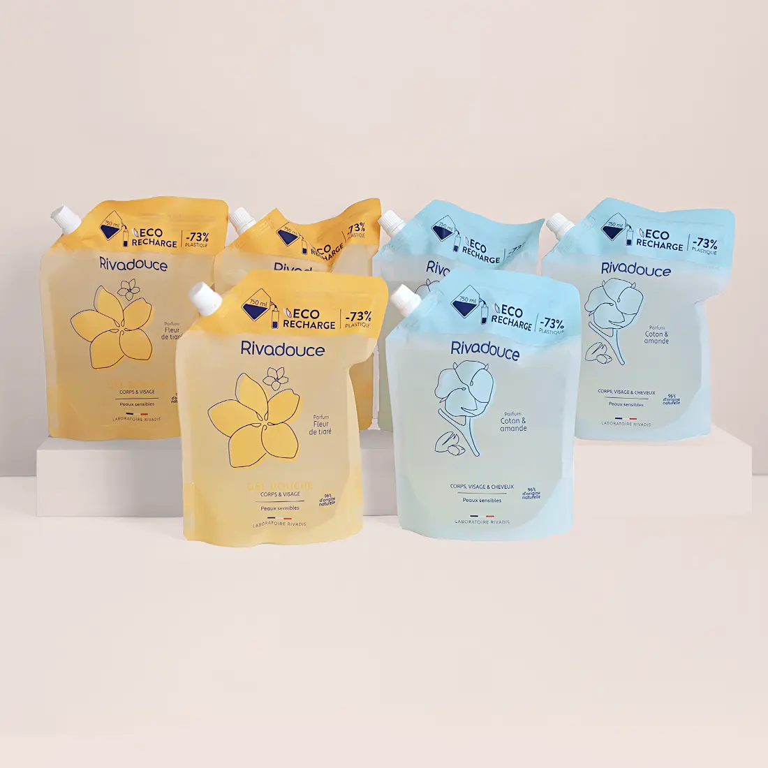 Lot de 6 eco-recharges de gel douche 750ml